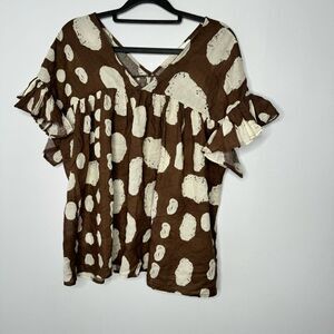 Bucketlist brown and cream blouse size small